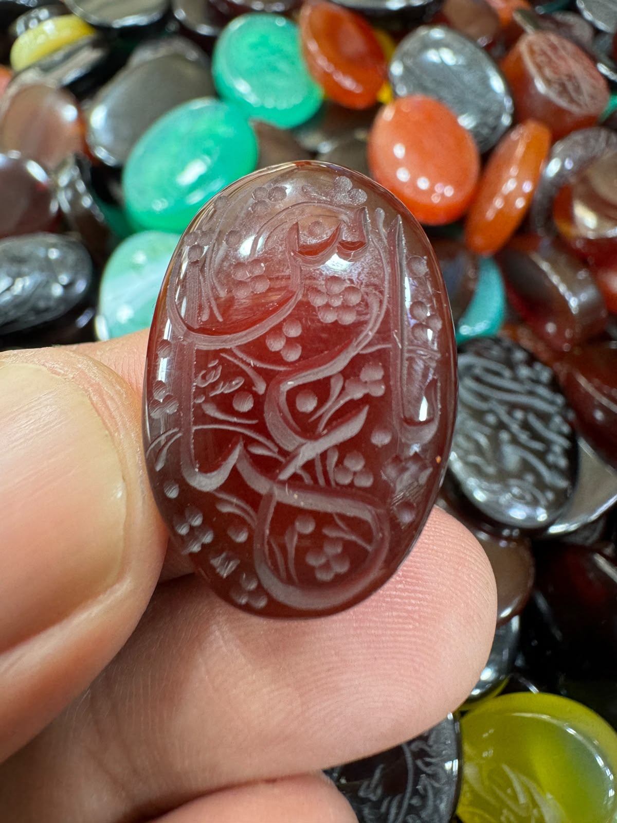 AAE AQ 032 Premium Natural Aqeeq Stone with Islamic Engraving