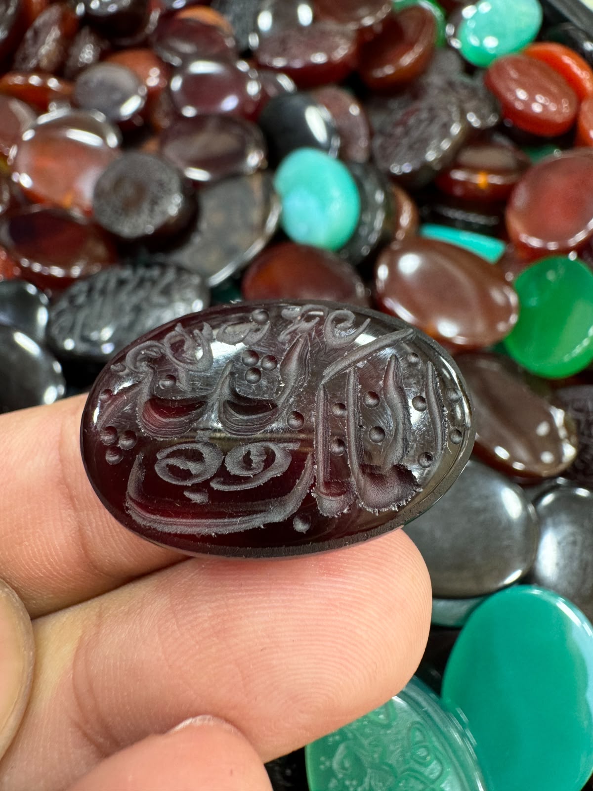 AAE AQ 042 Premium Natural Aqeeq Stone with Islamic Engraving