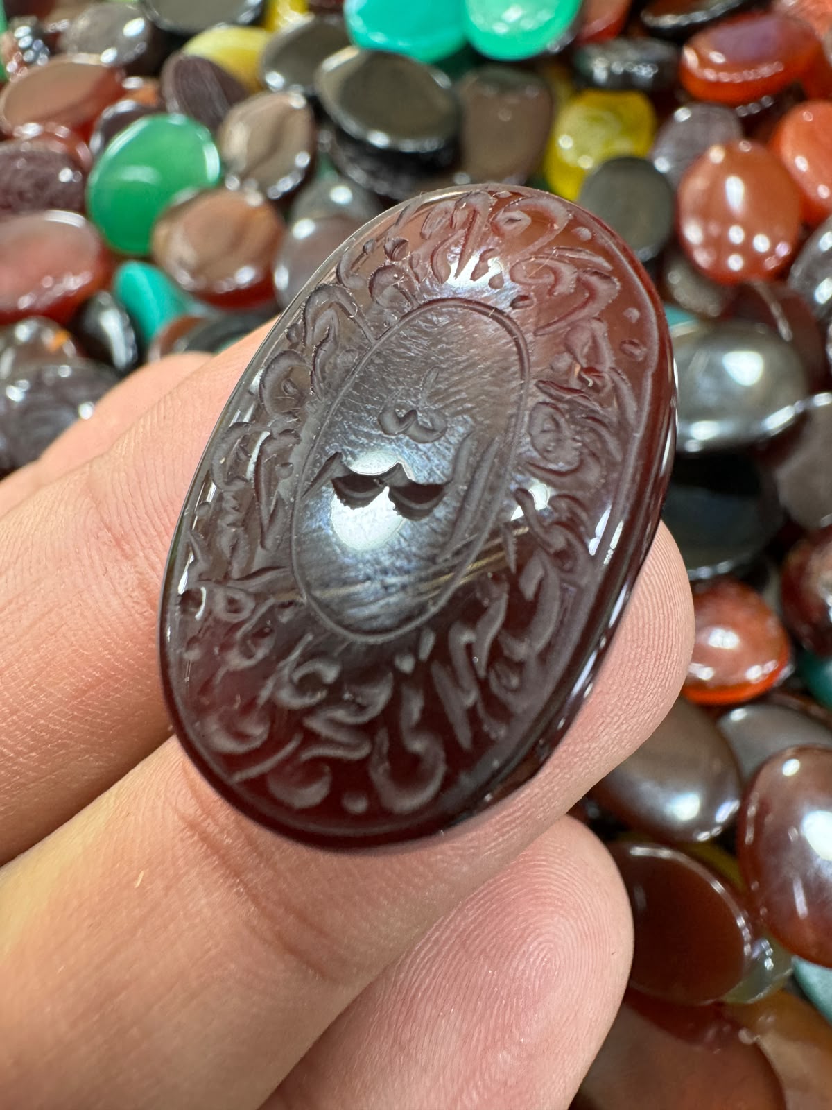 AAE AQ 045 Premium Natural Aqeeq Stone with Islamic Engraving