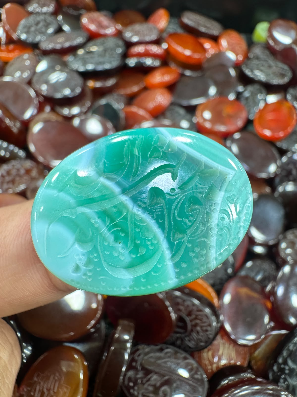 AAE AQ 063 Premium Natural Aqeeq Stone with Islamic Engraving
