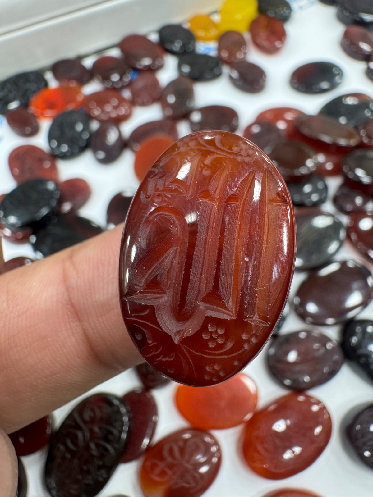AAE AQ 076 Premium Natural Aqeeq Stone with Islamic Engraving