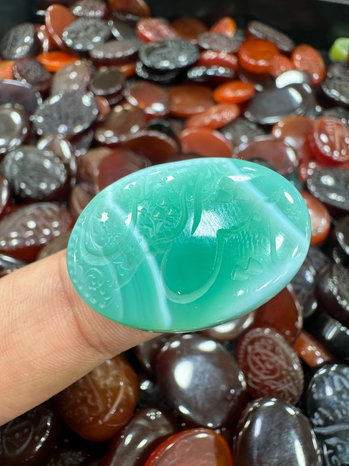 AAE AQ 077 Premium Natural Aqeeq Stone with Islamic Engraving