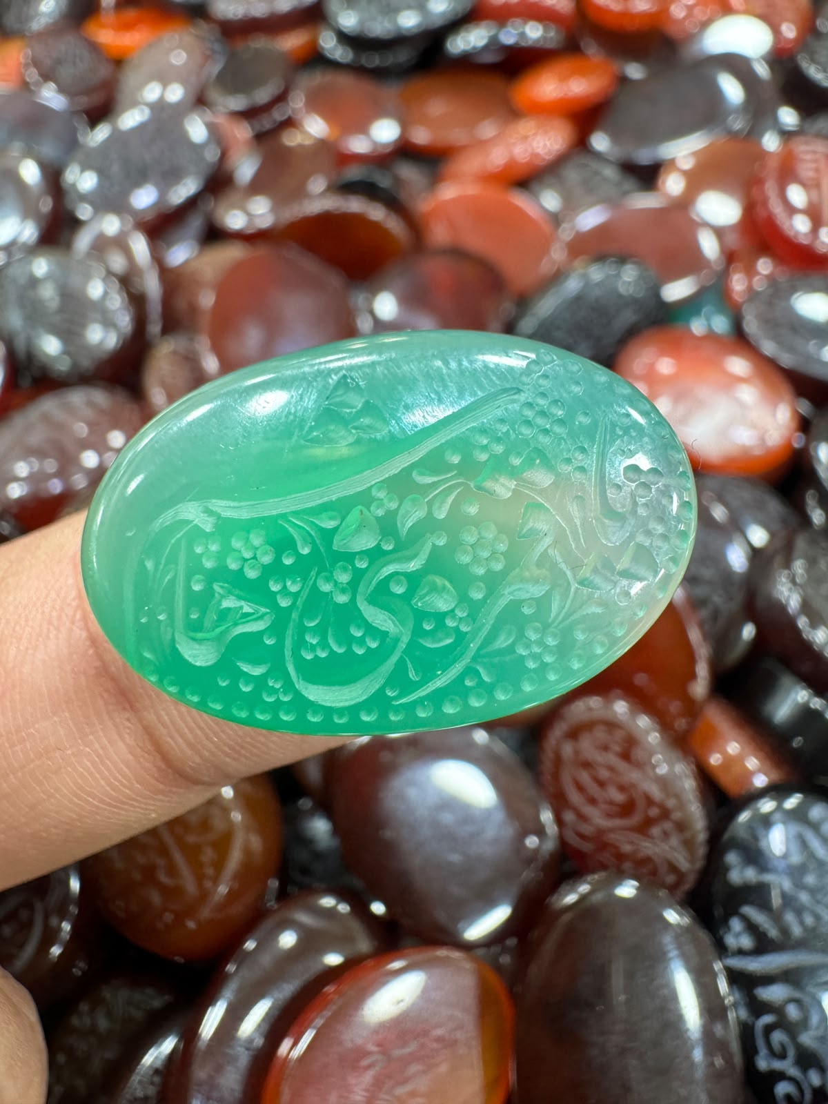 AAE AQ 080 Premium Natural Aqeeq Stone with Islamic Engraving