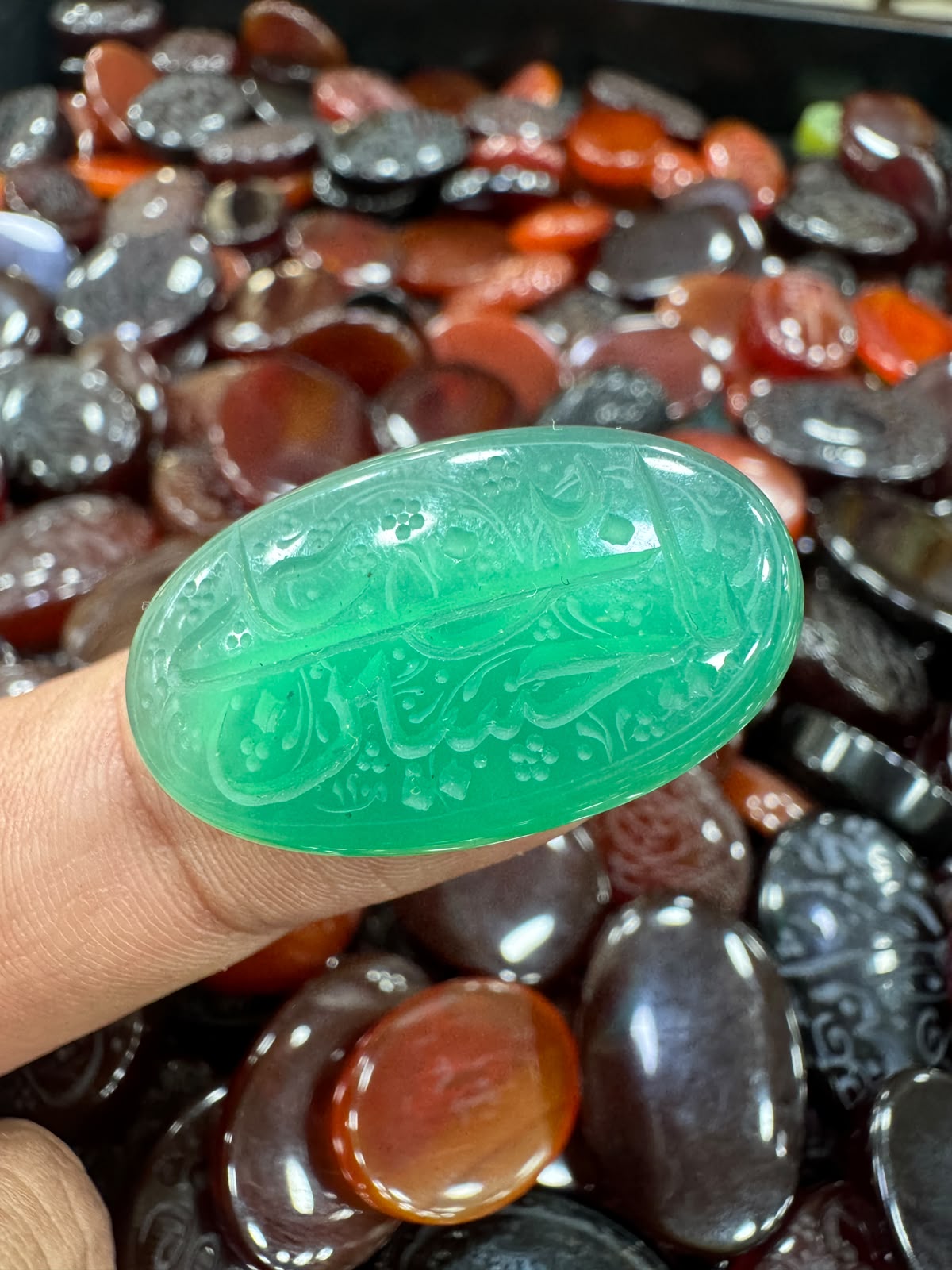 AAE AQ 089 Premium Natural Aqeeq Stone with Islamic Engraving