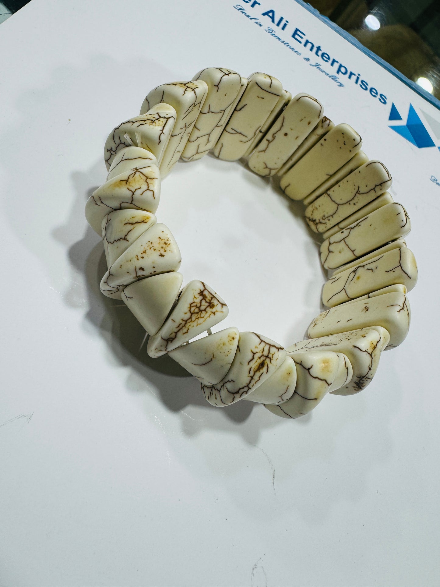 AAE PB 002 Processed Feroza Stone's White Bracelet