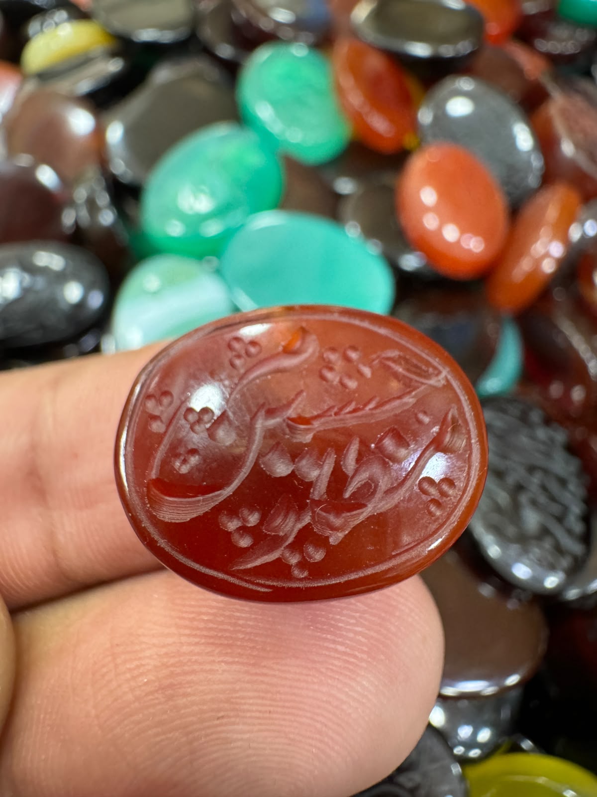 AAE AQ 035 Premium Natural Aqeeq Stone with Islamic Engraving