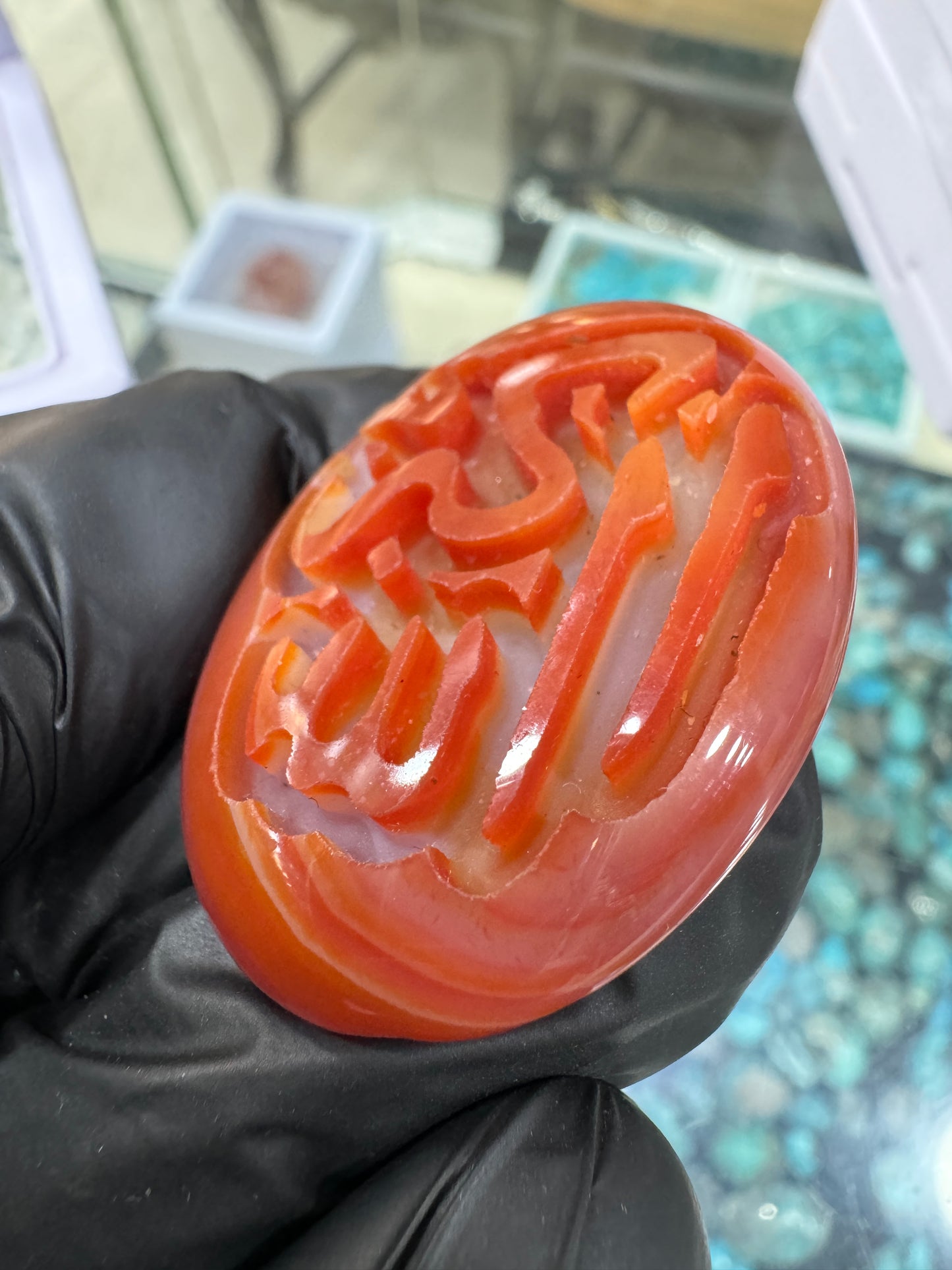 Premium Natural Aqeeq Stone with Islamic Engraving