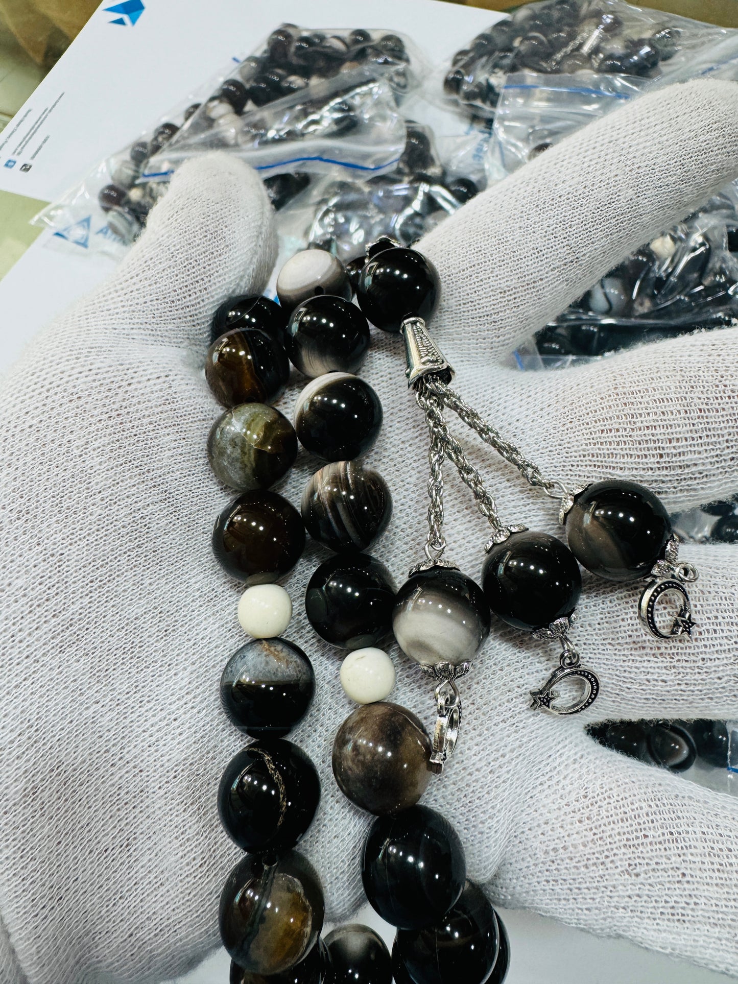 14.5 mm Sulemani Aqeeq Stones Tasbeeh