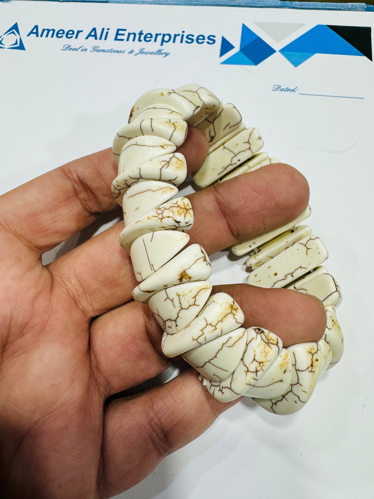 AAE PB 002 Processed Feroza Stone's White Bracelet