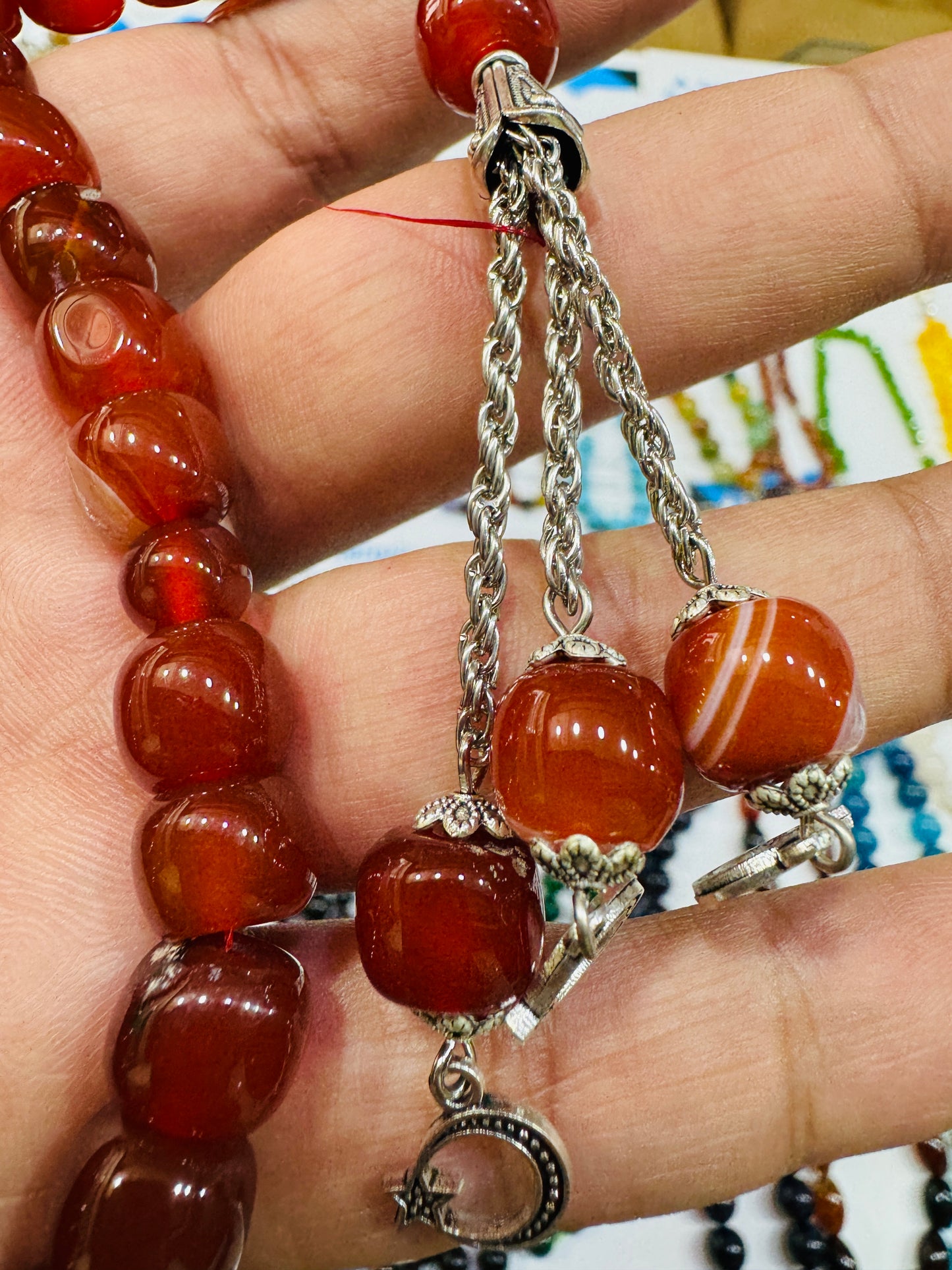 10 mm Red Aqeeq Stones Tasbeeh