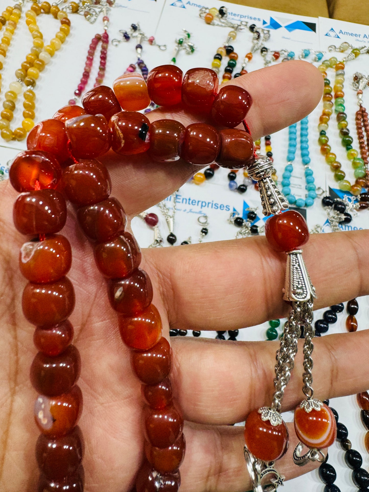 10 mm Red Aqeeq Stones Tasbeeh