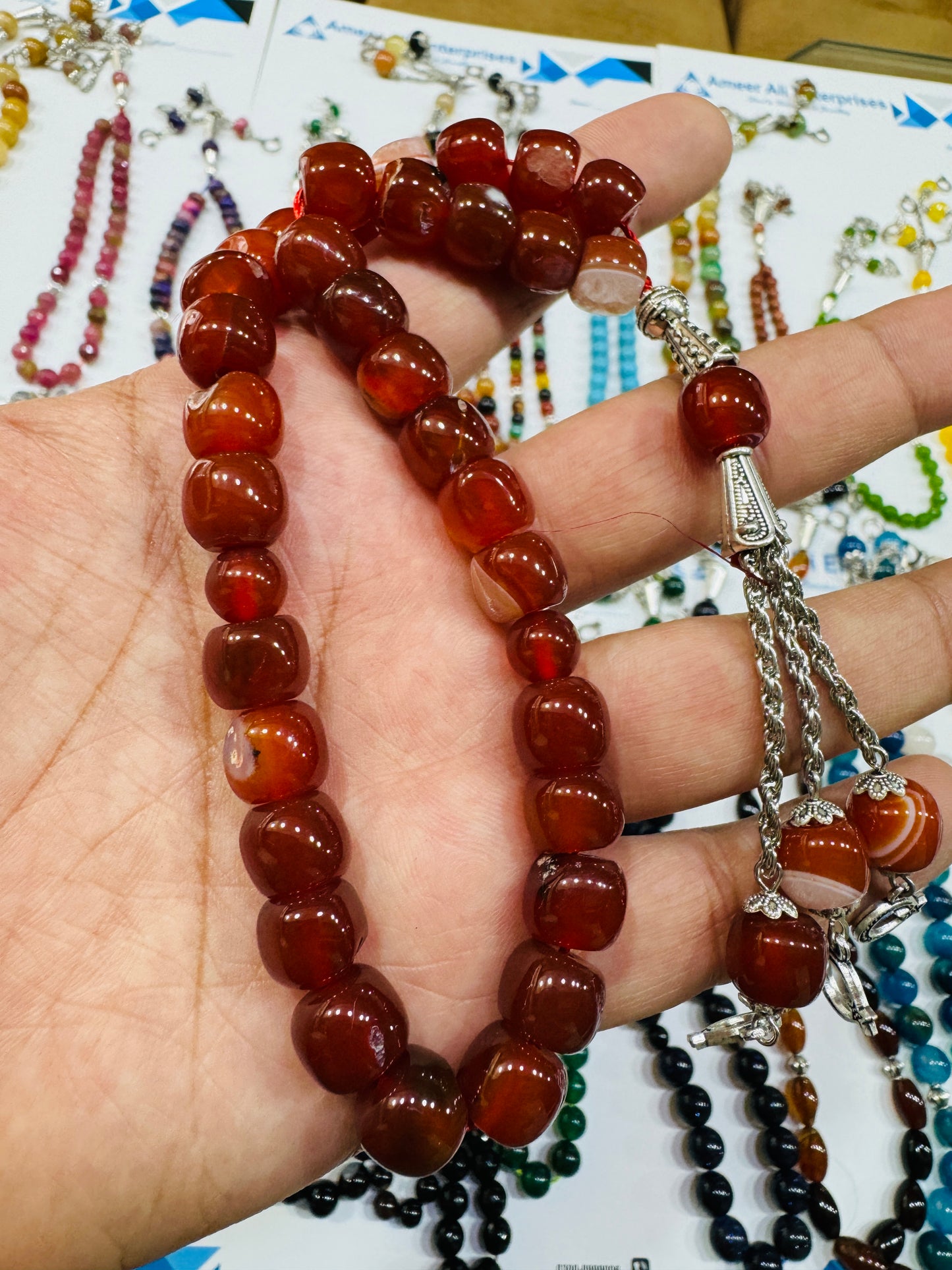 10 mm Red Aqeeq Stones Tasbeeh