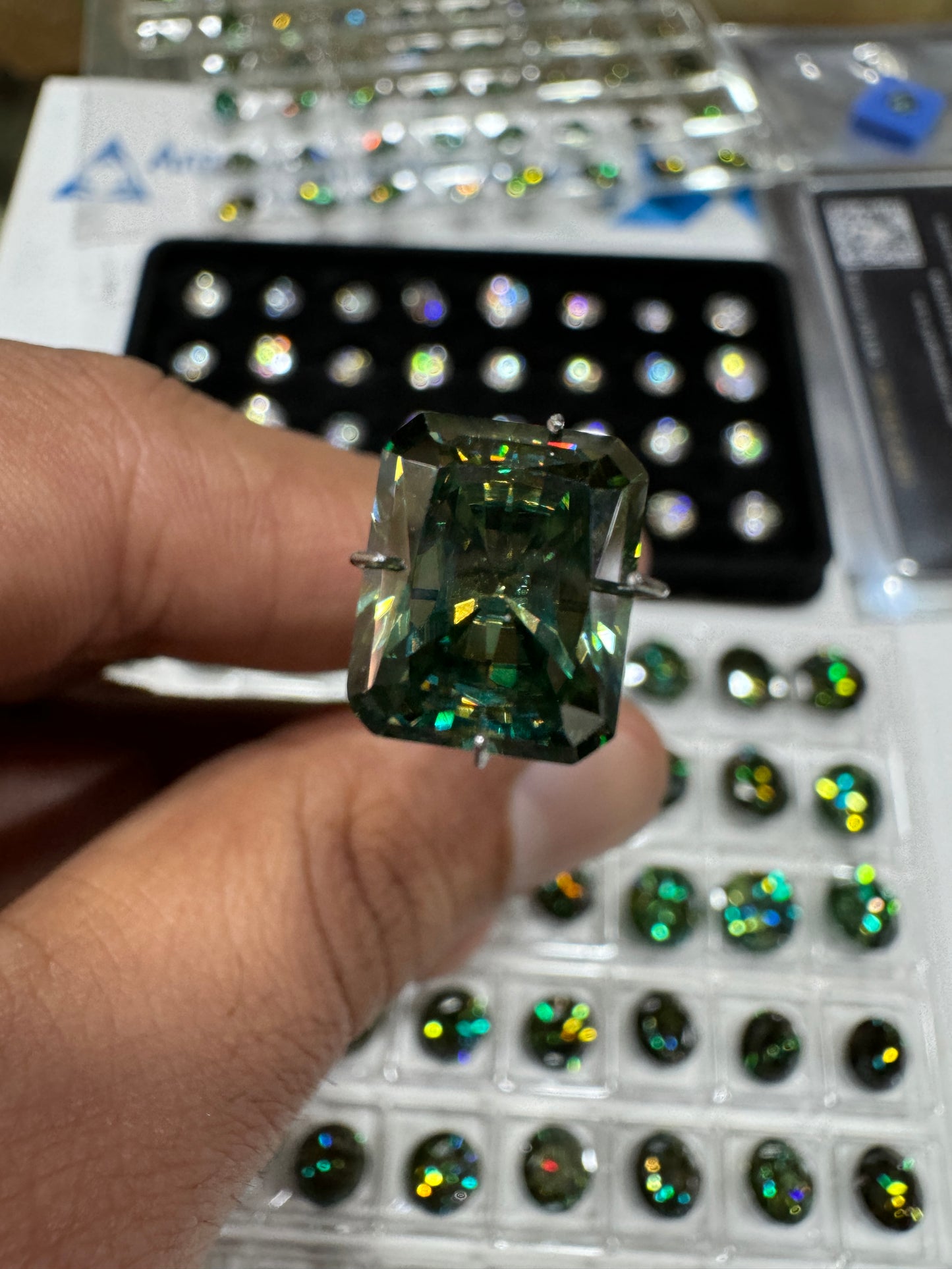 AAE M02 4.5 Carat Bucket Cut Green Moissanite