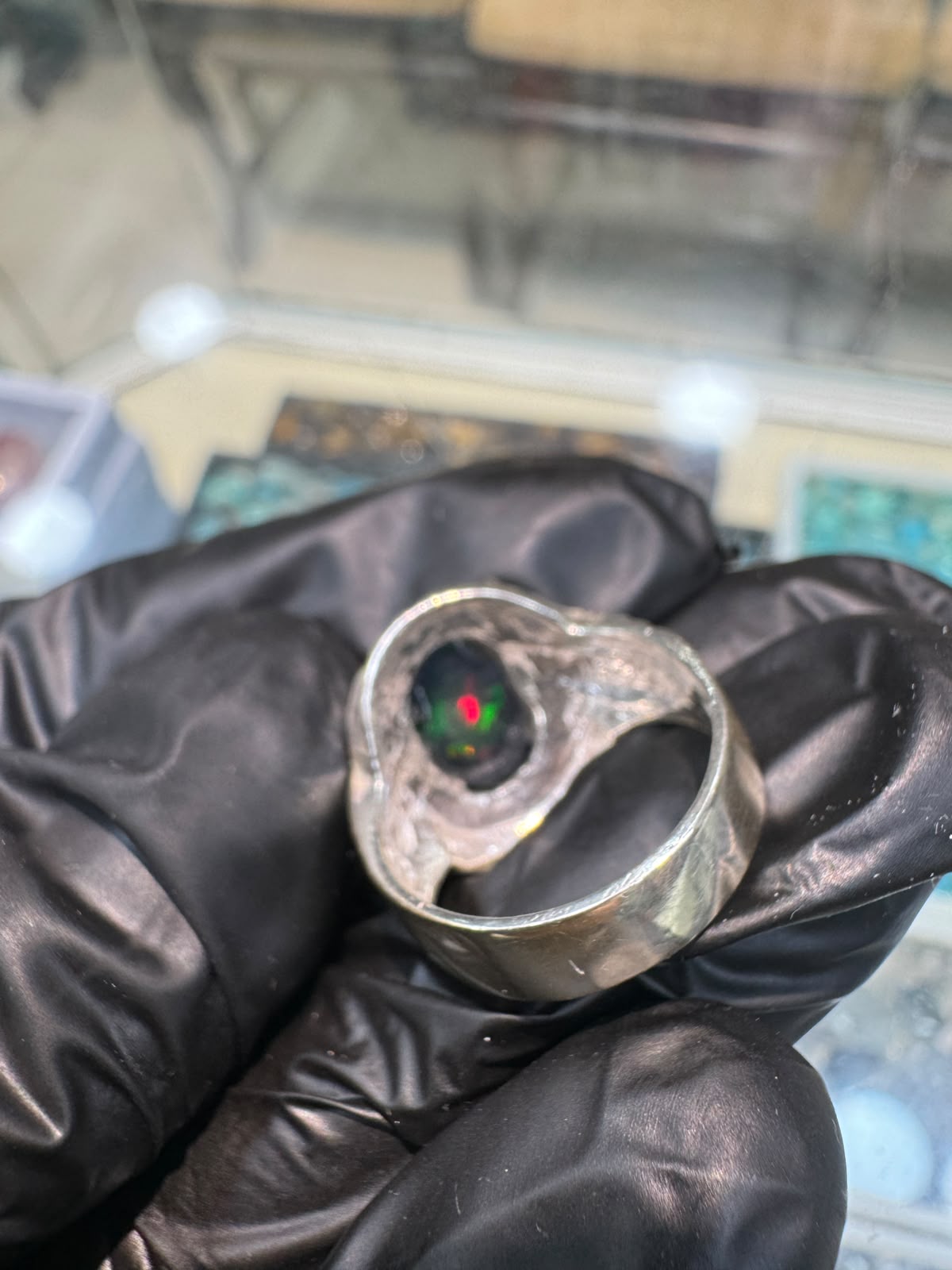 AAE 7789 Chandi Ring 925, Stone: Opal (Black)