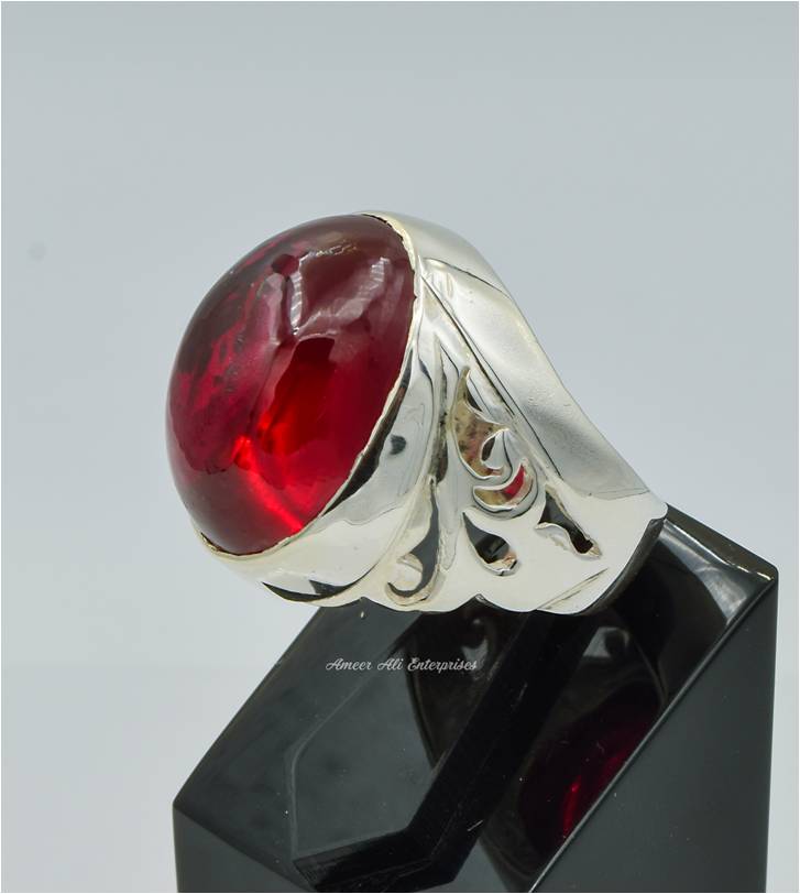 AAE 6240 Chandi Ring 925, Stone: Irani Poota Yaqoot