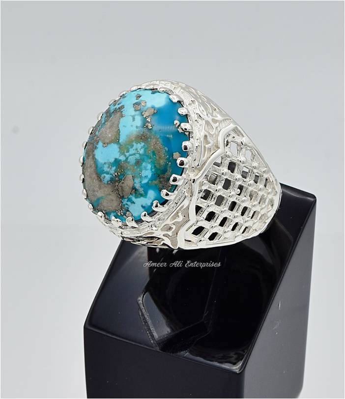 AAE 6674 Chandi Ring 925, Stone: Shajri Feroza