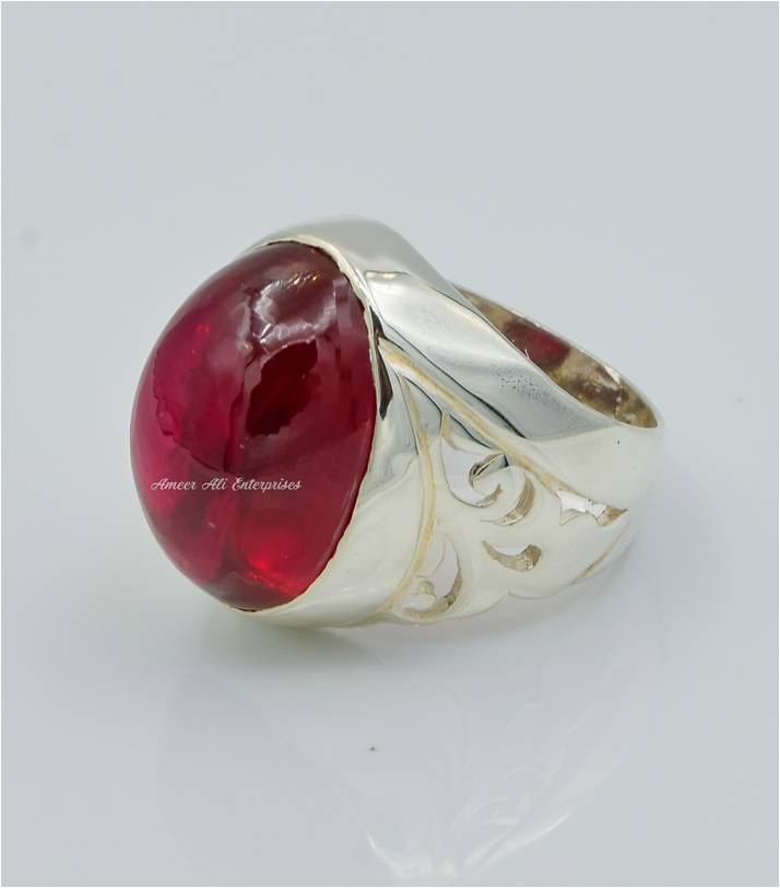 AAE 6240 Chandi Ring 925, Stone: Irani Poota Yaqoot