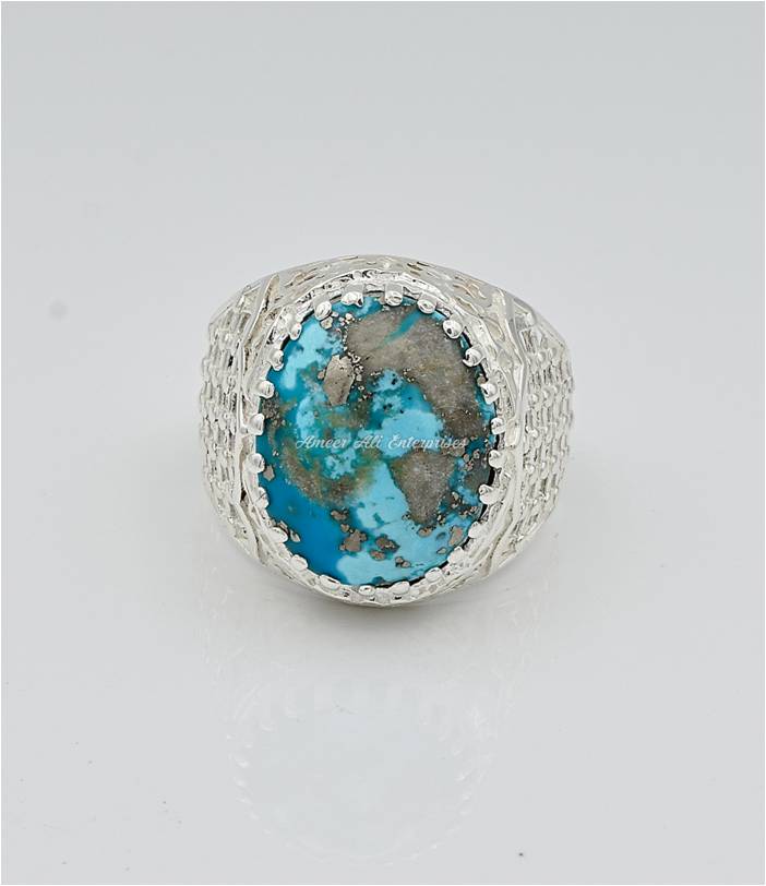 AAE 6674 Chandi Ring 925, Stone: Shajri Feroza