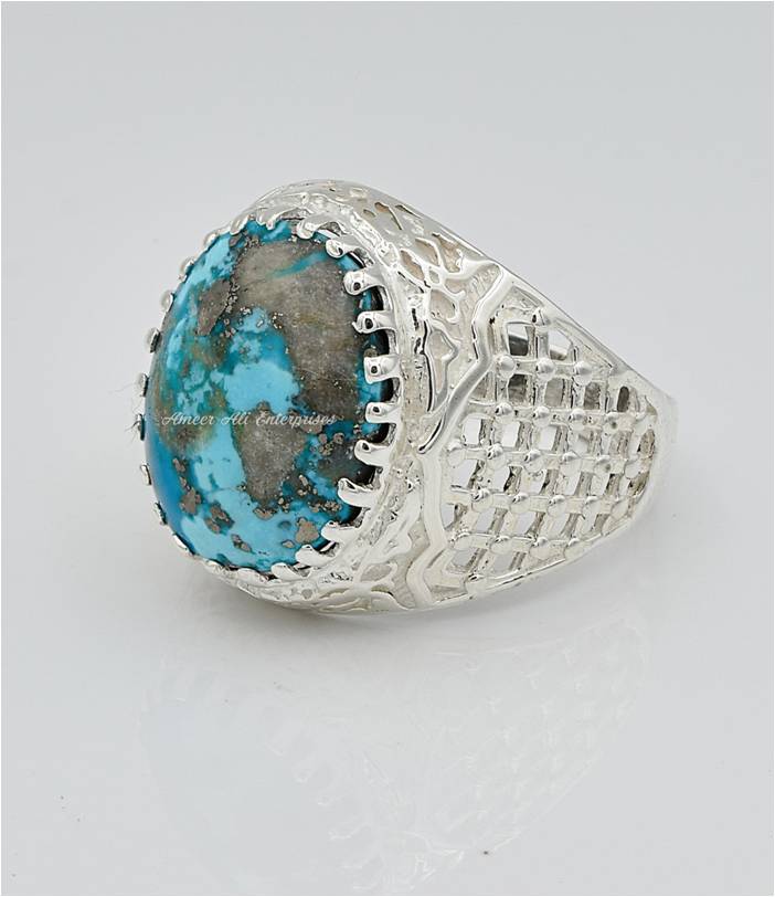 AAE 6674 Chandi Ring 925, Stone: Shajri Feroza