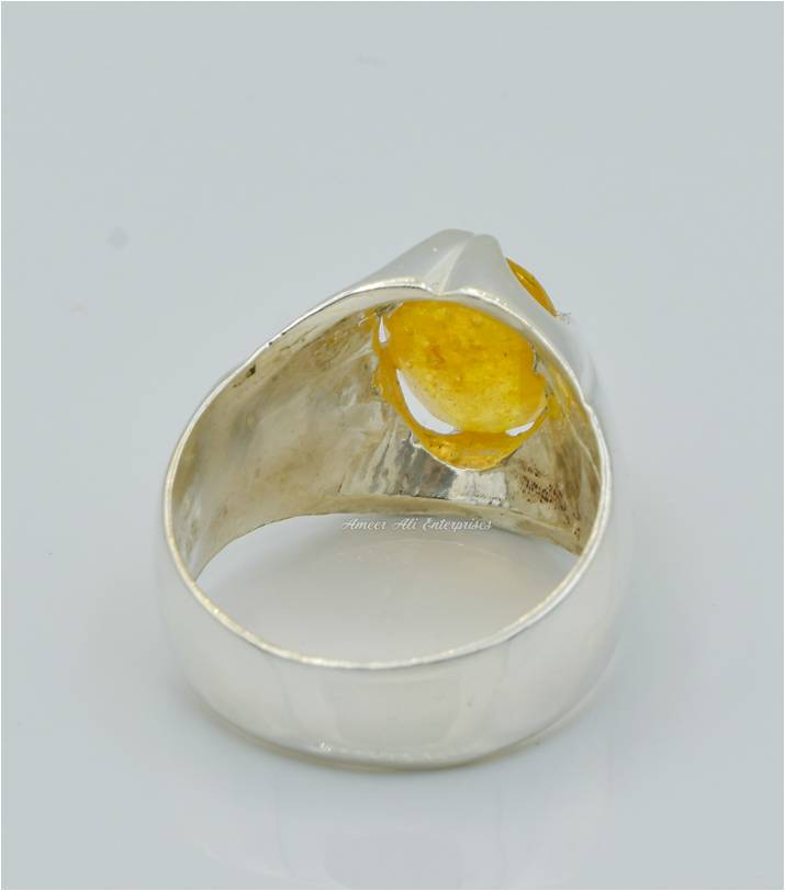 AAE 6244 Chandi Ring 925, Stone: Pukhraj