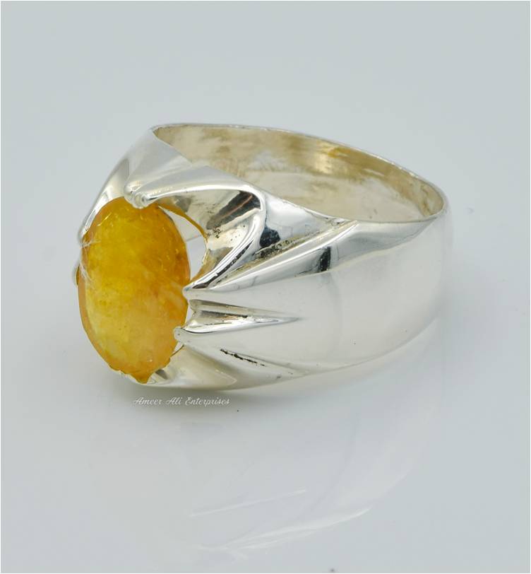 AAE 6244 Chandi Ring 925, Stone: Pukhraj