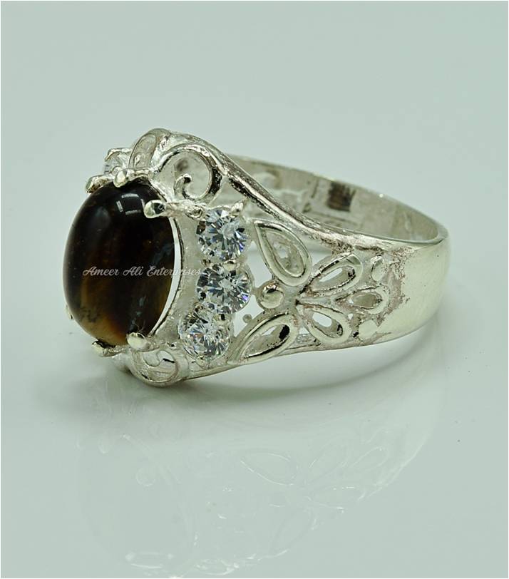 AAE 6903 Chandi Ring 925, Stone: Tiger's Eye