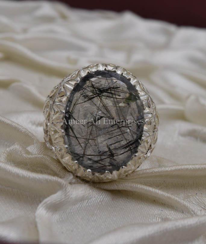 AAE 0562 Chandi Ring 925, Stone: Moh e Najaf - AmeerAliEnterprises