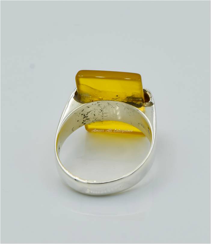 AAE 6234 Chandi Ring 925, Stone: Yellow Aqeeq
