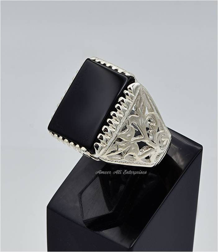 AAE 6650 Chandi Ring 925, Stone: Aqeeq