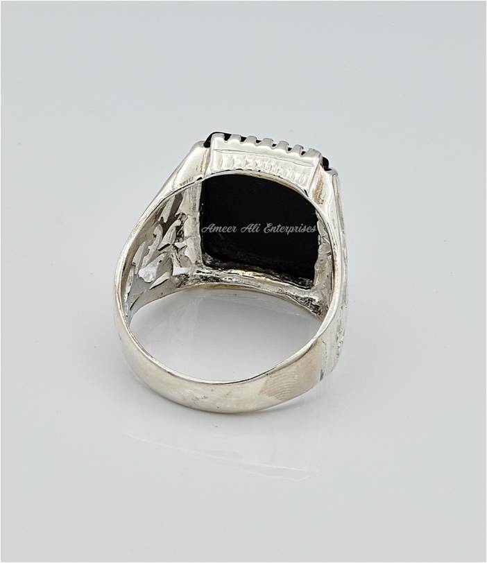 AAE 6650 Chandi Ring 925, Stone: Aqeeq