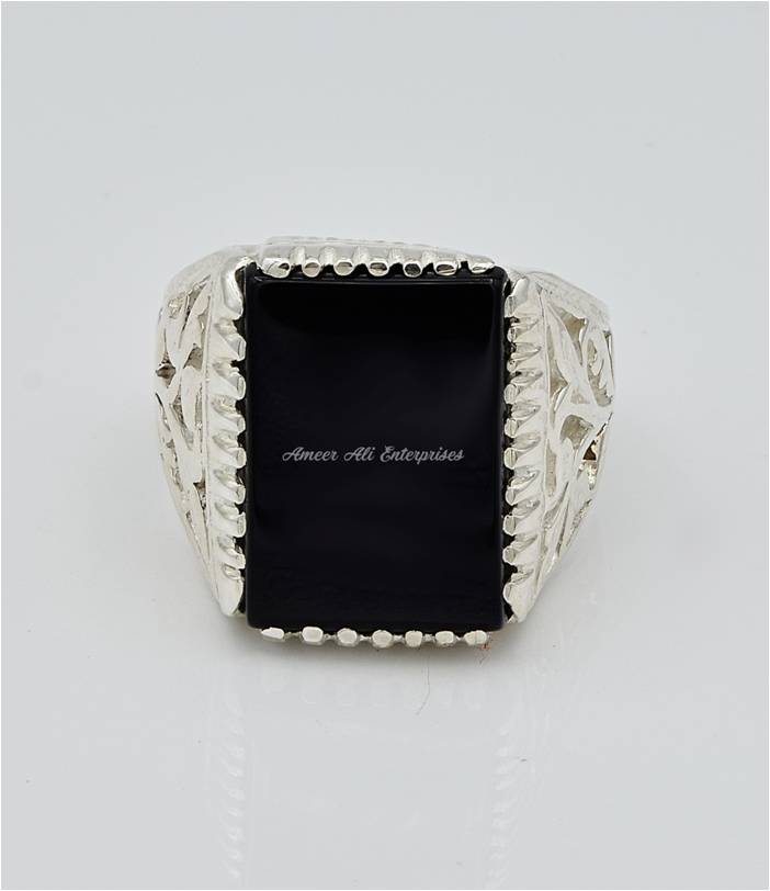 AAE 6650 Chandi Ring 925, Stone: Aqeeq