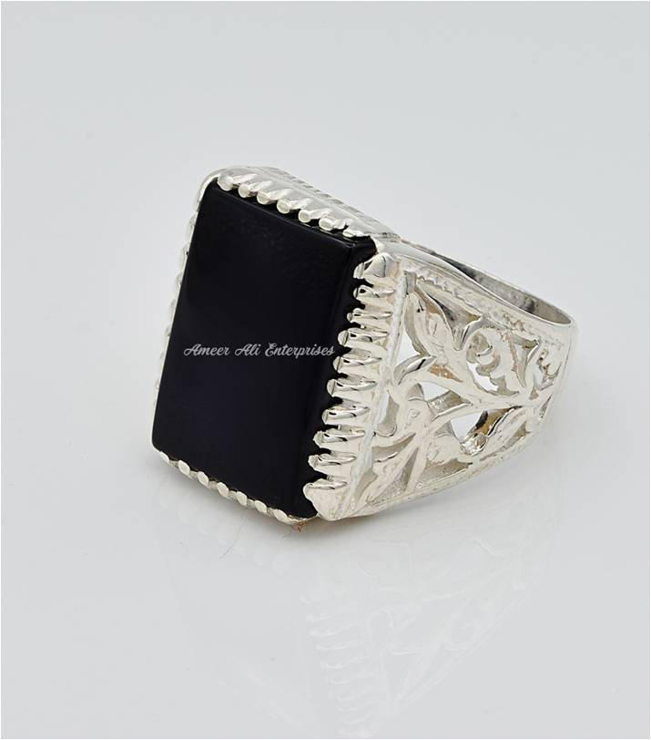 AAE 6650 Chandi Ring 925, Stone: Aqeeq