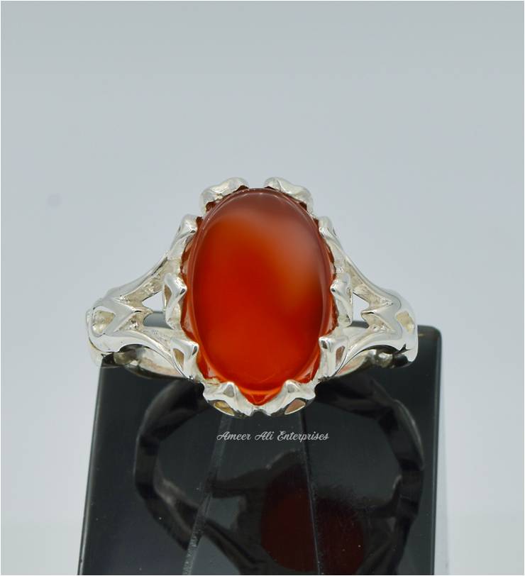AAE 2318 Chandi Ring 925, Stone: Red Aqeeq