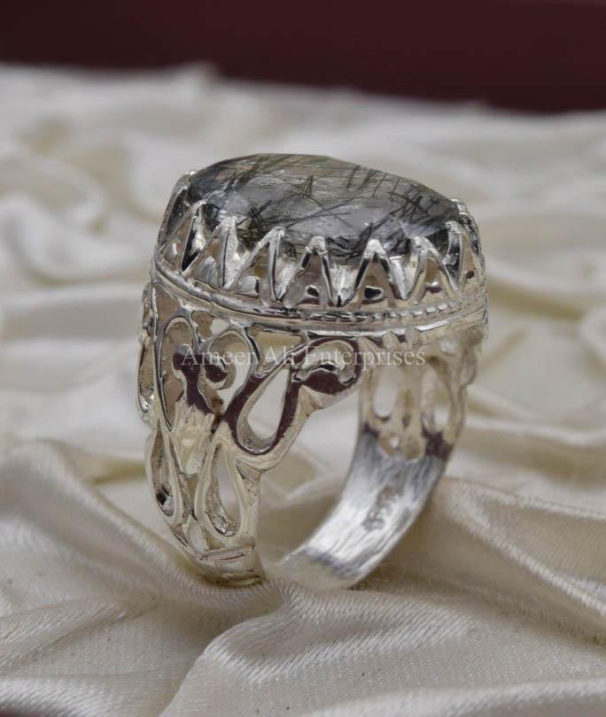 AAE 0562 Chandi Ring 925, Stone: Moh e Najaf - AmeerAliEnterprises