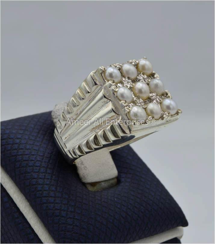 AAE 1801 Chandi Ring 925, Stone Pearl - AmeerAliEnterprises