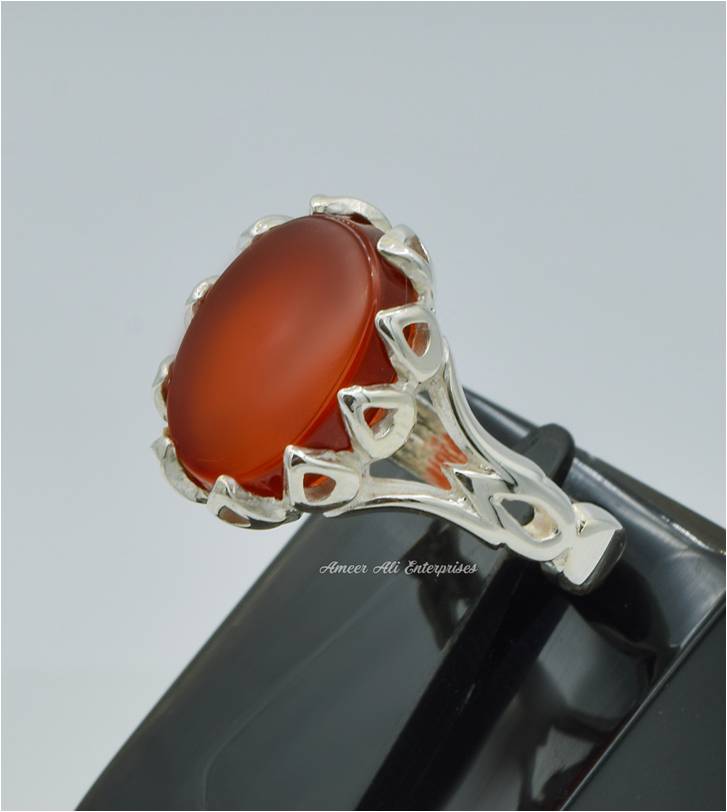 AAE 2318 Chandi Ring 925, Stone: Red Aqeeq