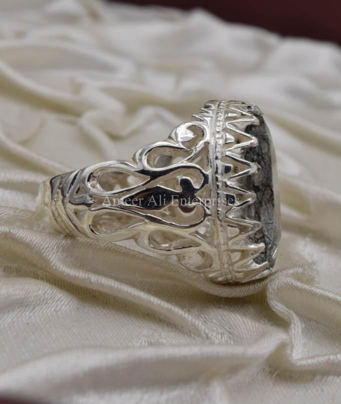AAE 0562 Chandi Ring 925, Stone: Moh e Najaf - AmeerAliEnterprises