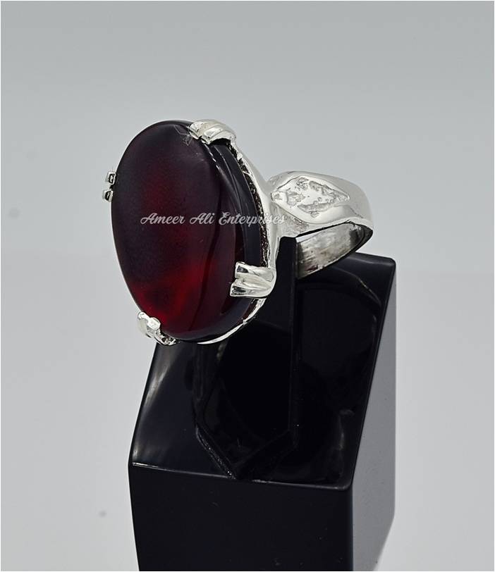 AAE 6565 Chandi Ring 925, Stone: Yamni Aqeeq