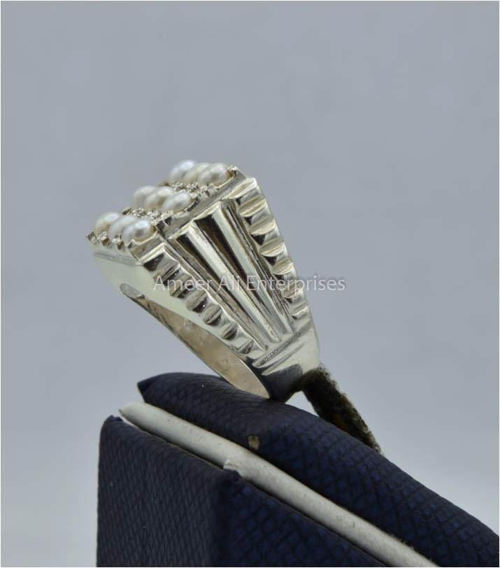 AAE 1801 Chandi Ring 925, Stone Pearl - AmeerAliEnterprises