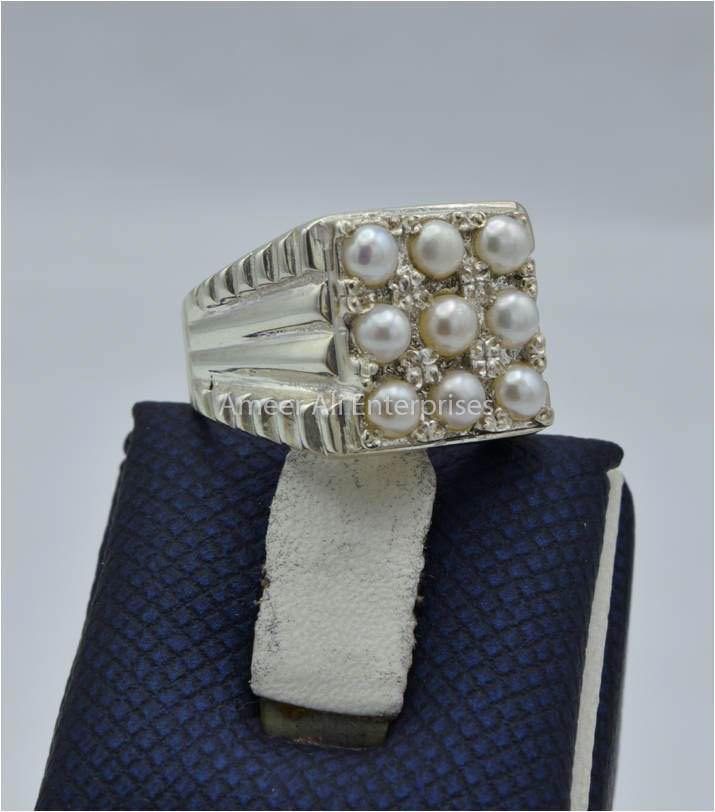 AAE 1801 Chandi Ring 925, Stone Pearl - AmeerAliEnterprises