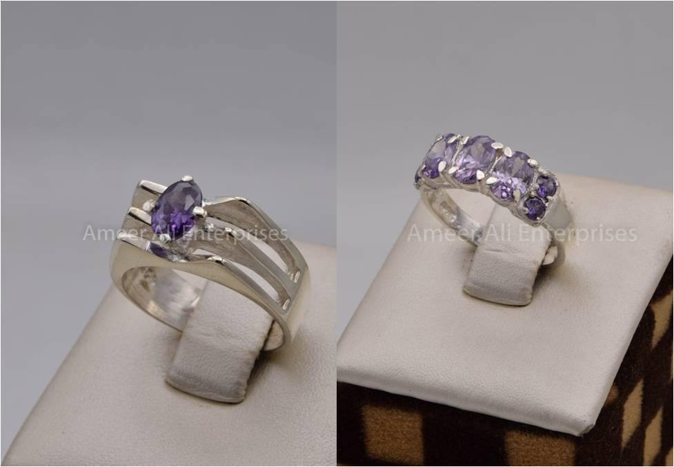 Silver Couple Rings: Pair 117, Stone: Zircon - AmeerAliEnterprises