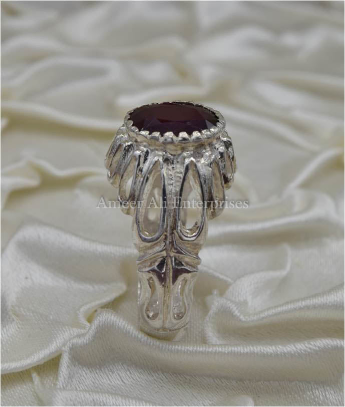 AAE 3427 Chandi Ring 925, Stone: Ruby (Yaqoot)