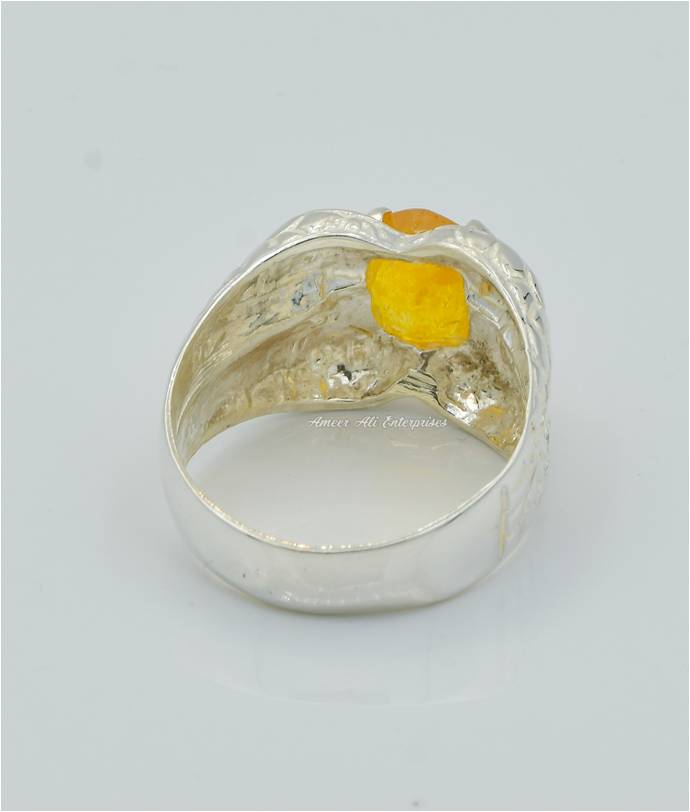 AAE 6245 Chandi Ring 925, Stone: Pukhraj