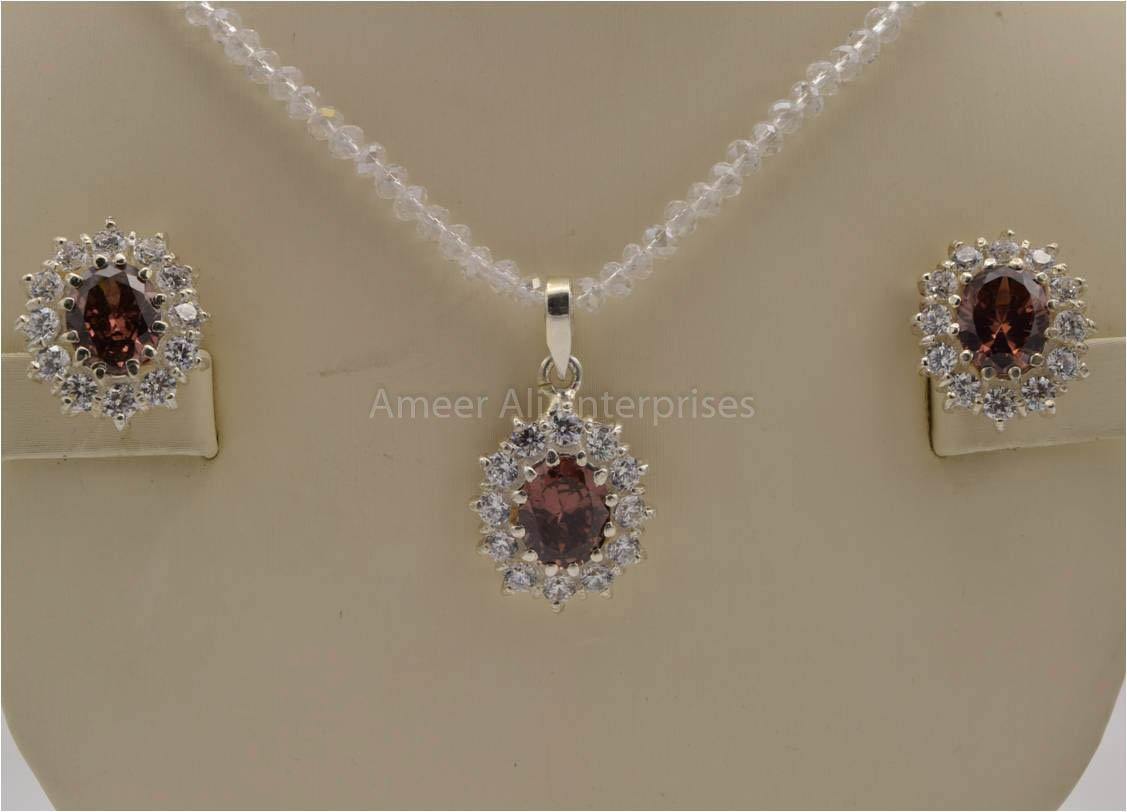 AAE 2499 Chandi Set 925, Stone: Zircon - AmeerAliEnterprises