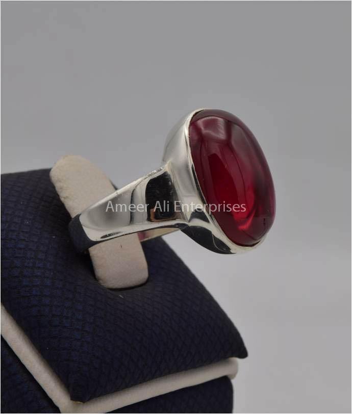 AAE 2203 Chandi Ring 925, Stone: Irani Poota Yaqoot (Anari Yaqoot) - AmeerAliEnterprises
