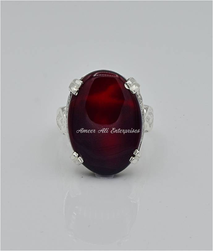 AAE 6565 Chandi Ring 925, Stone: Yamni Aqeeq