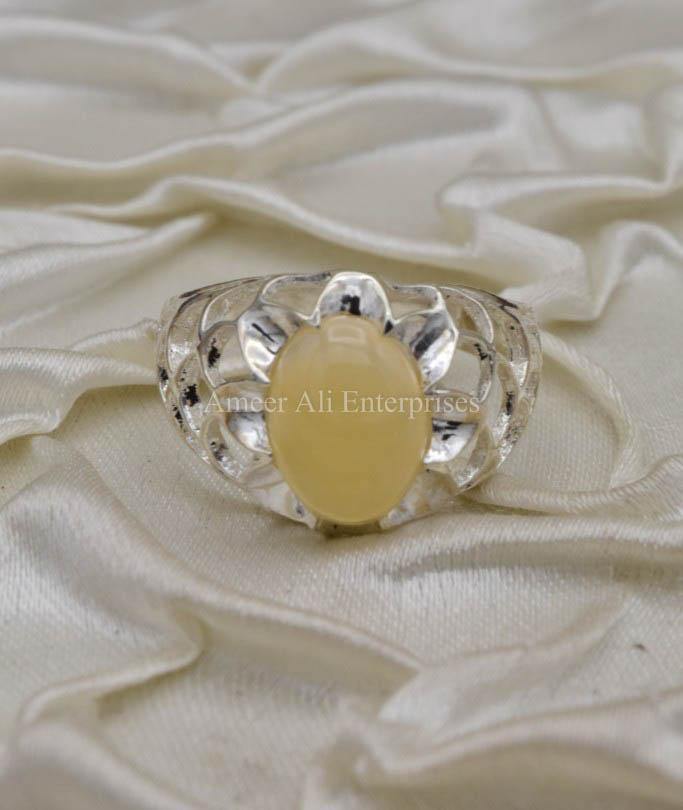 AAE 0325 Chandi Ring 925, Stone Opal (White) - AmeerAliEnterprises