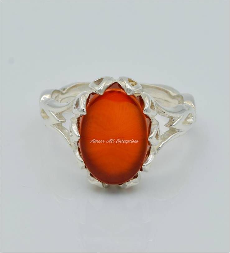 AAE 2318 Chandi Ring 925, Stone: Red Aqeeq