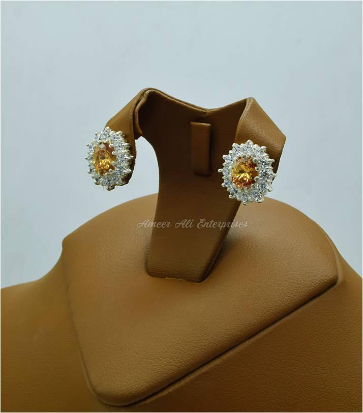 AAE 2476 CHANDI EARRINGS 925, STONE: ZIRCON - AmeerAliEnterprises