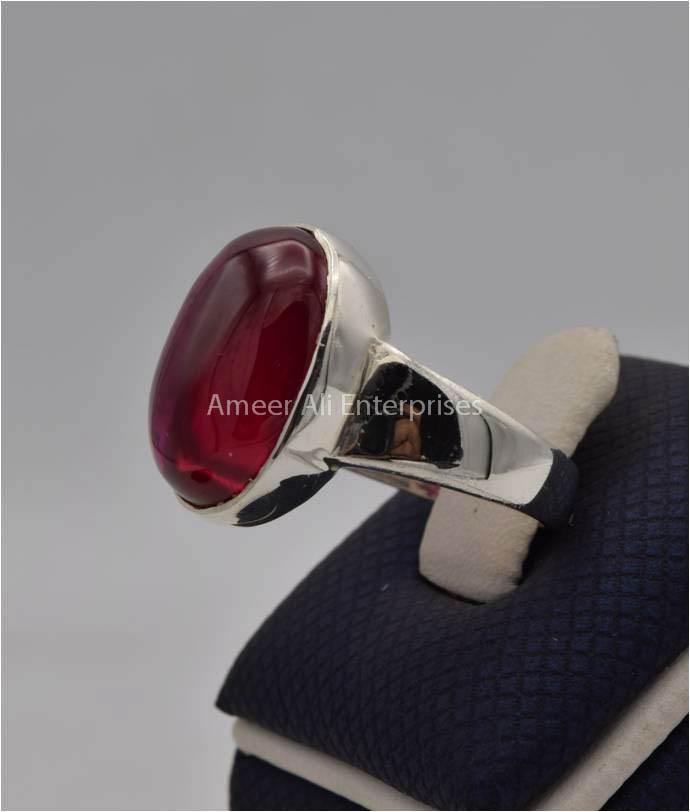 AAE 2203 Chandi Ring 925, Stone: Irani Poota Yaqoot (Anari Yaqoot) - AmeerAliEnterprises
